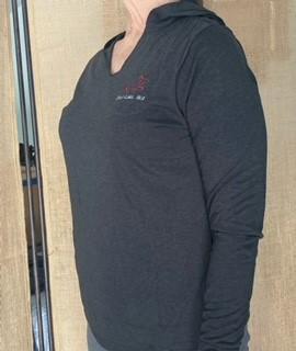 Women's Long-Sleeve Hooded Tee — Embroidered Deer Lake Logo